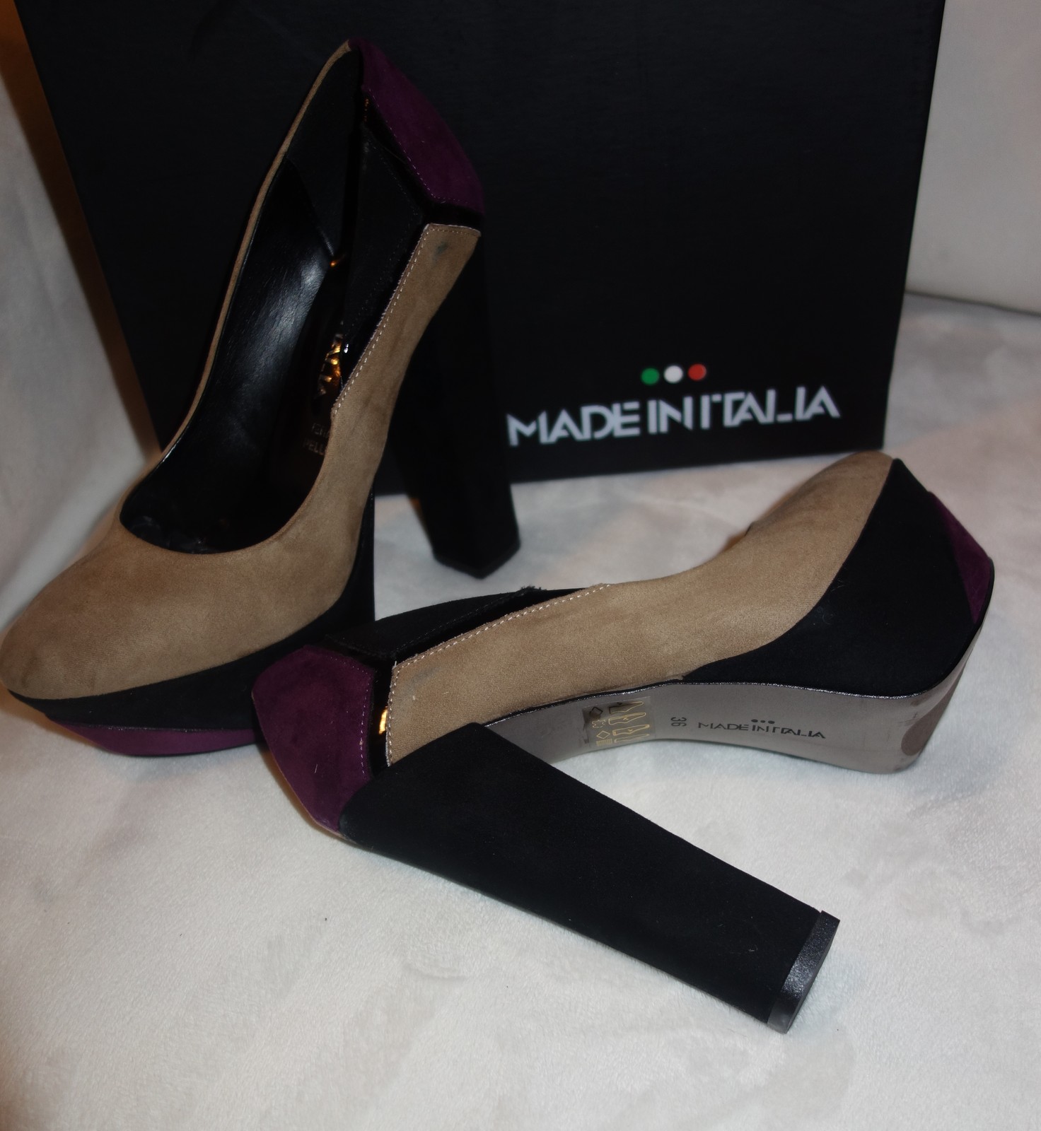 Made in Italia Platform Pumps multi color Suede Size 39 us 8.5 new