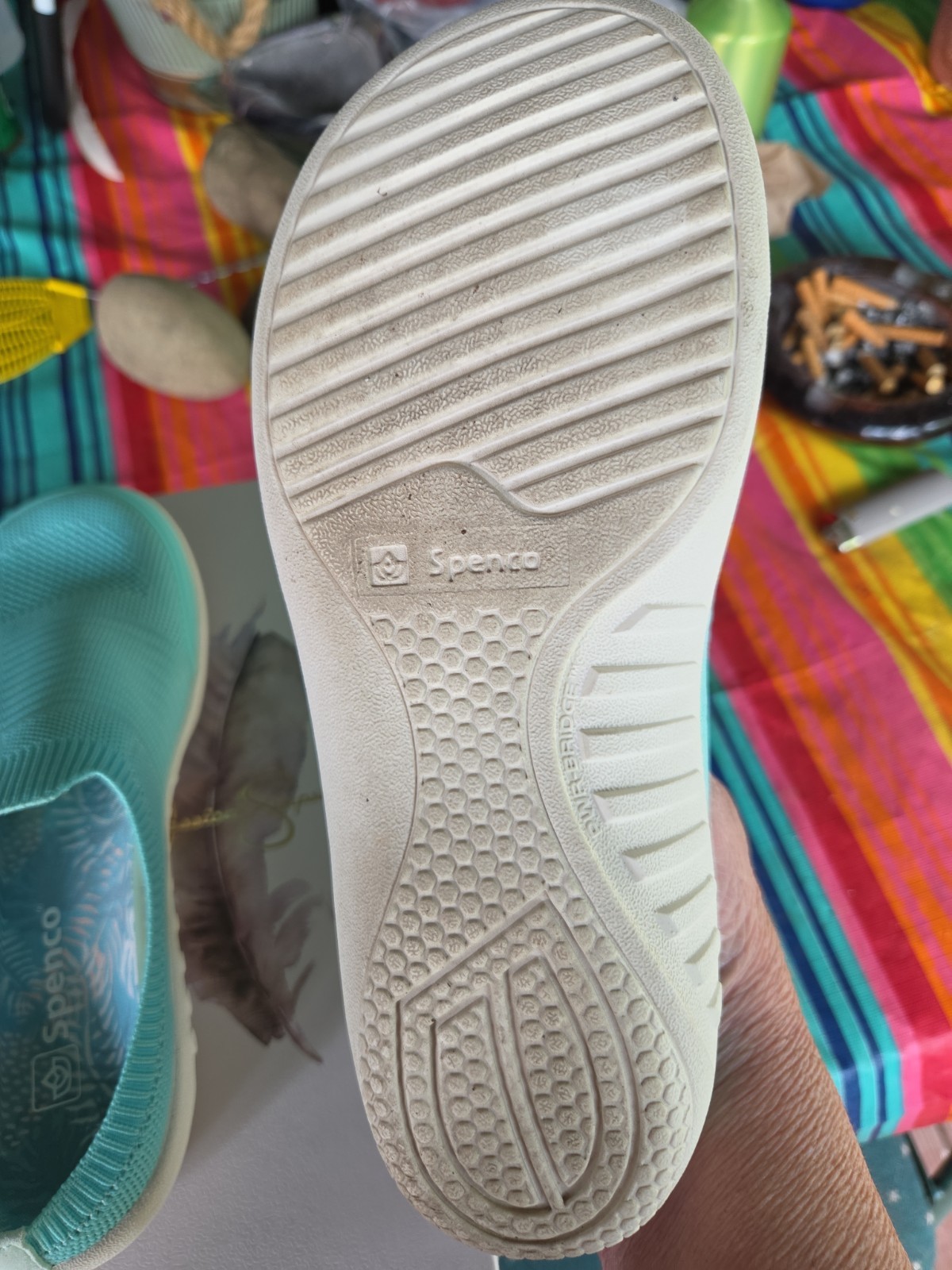Spenco Blissful Slip On Mesh Slide Mules Blue Green Comfort Shoes Size 7.5