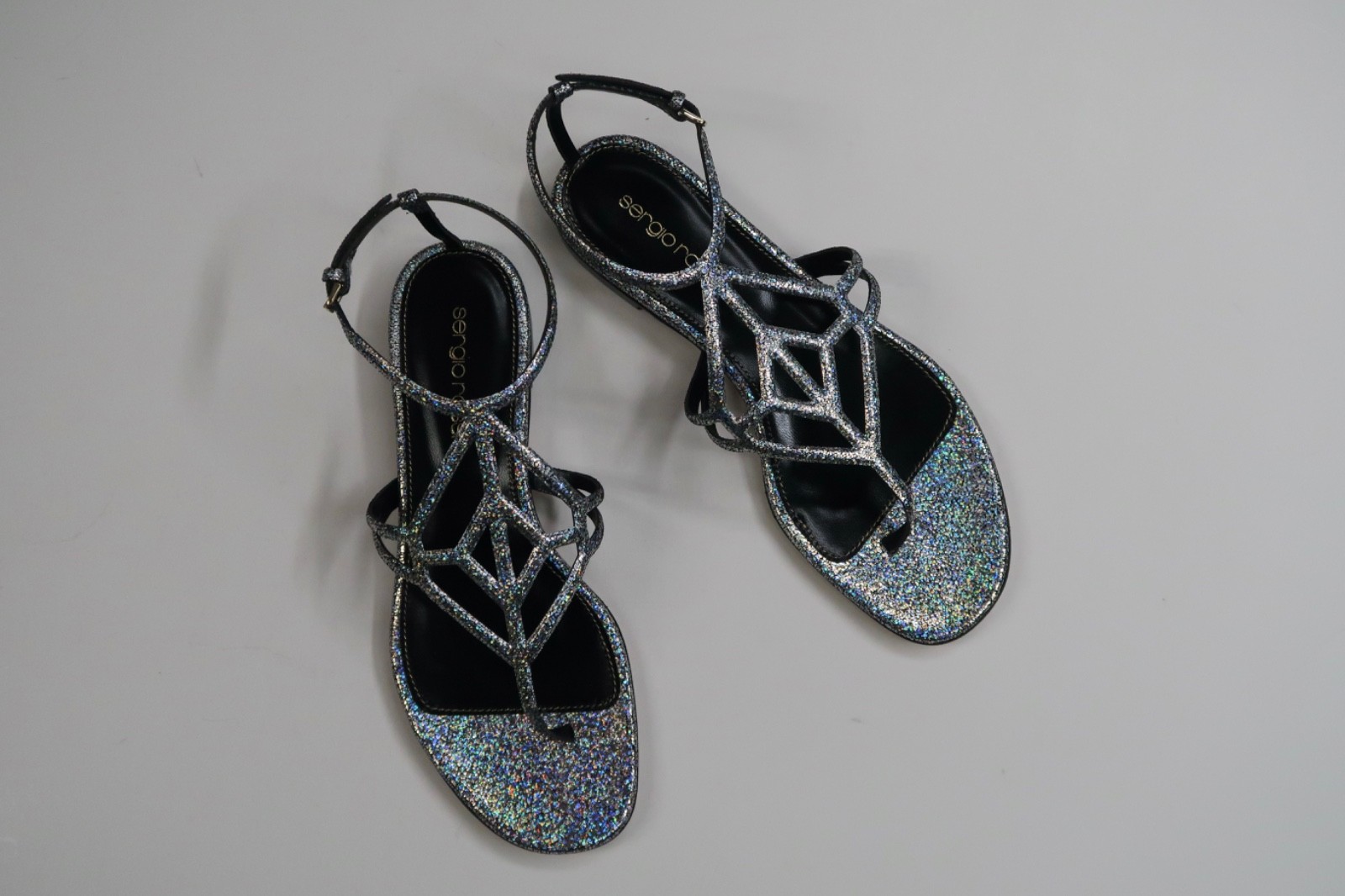 $650 SERGIO ROSSI Scarpe Donna Glitter Flat Women’s Sandal US 6 IT 36 Italy NEW