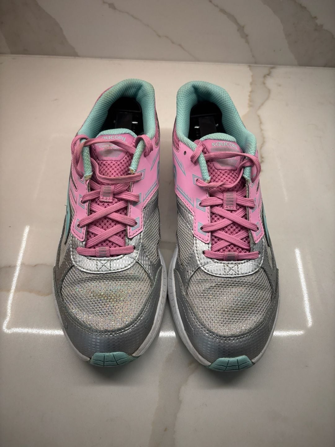 Saucony Cohesion Running Shoes Women’s Silver Pink Teal Sneakers (Size: 5.5)