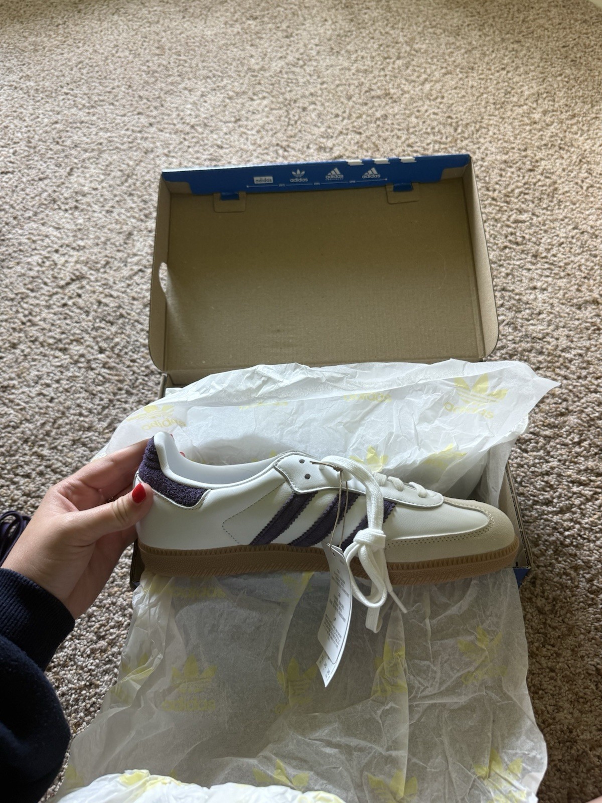 Adidas Samba OG Women White Aurora Plum Gum Leather Low Top Sneakers