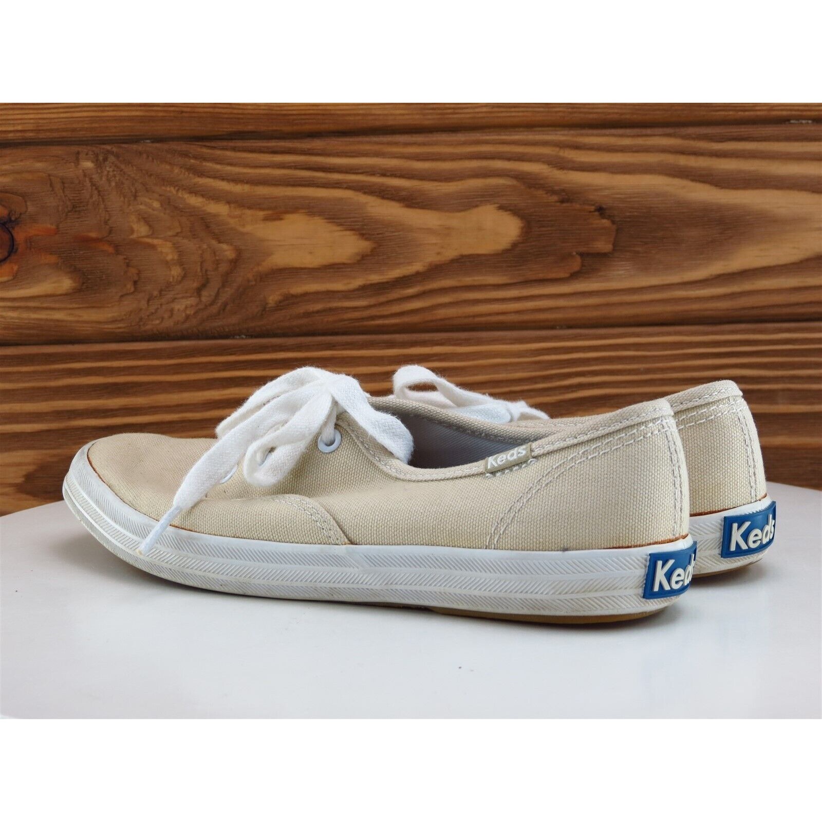 Keds Size 4.5 Sneaker Beige Fabric Medium (B, M) Lace Up Women