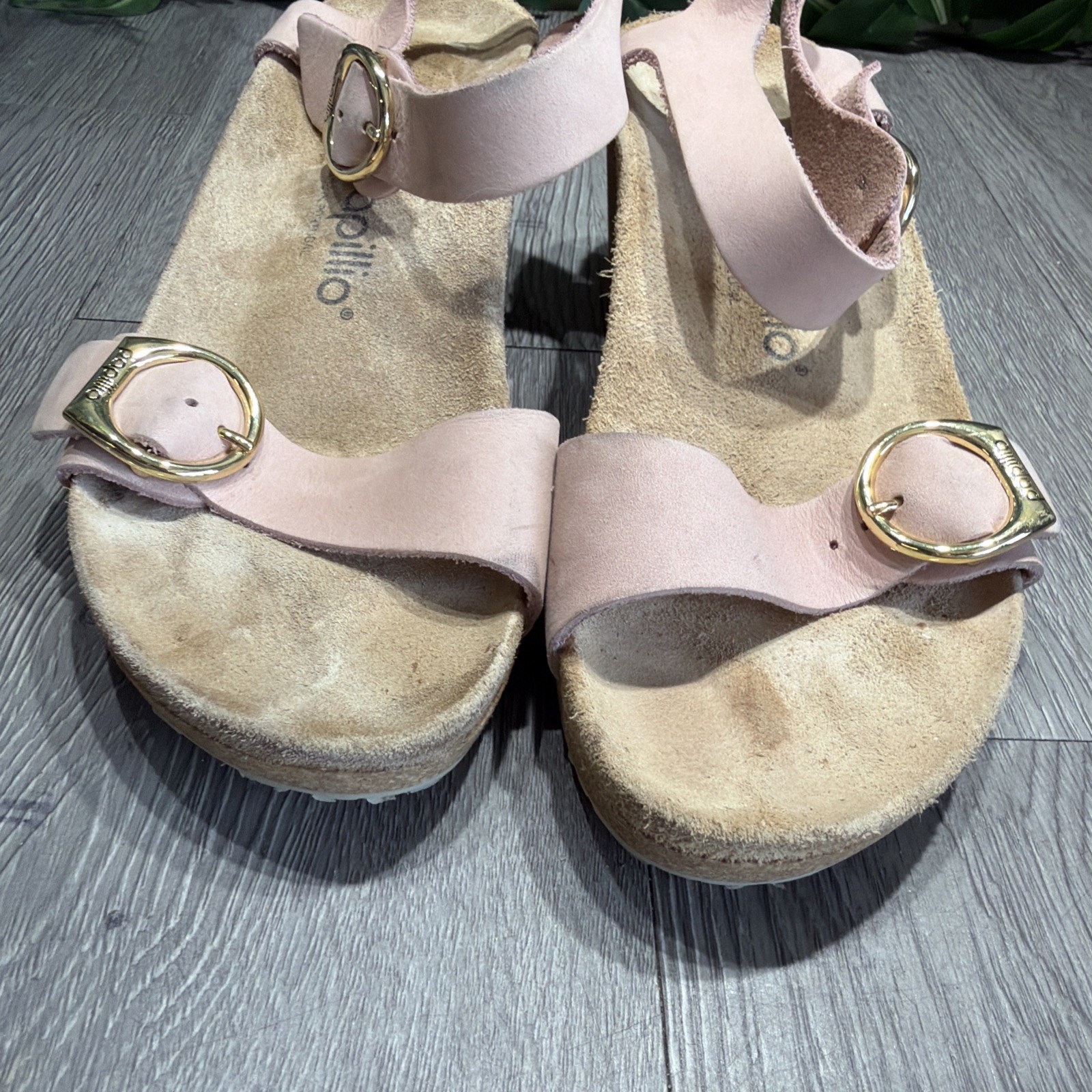 Papillon Soley Ring-Buckle Women’s Narrow pink Slip On Leather SIZE L 7 EU 38