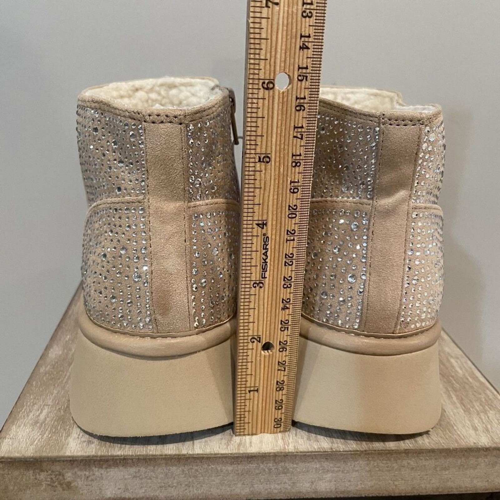 Wild Fable Women’s Size 8 Beige Bling Rhinestone Covered Platform Booties NEW