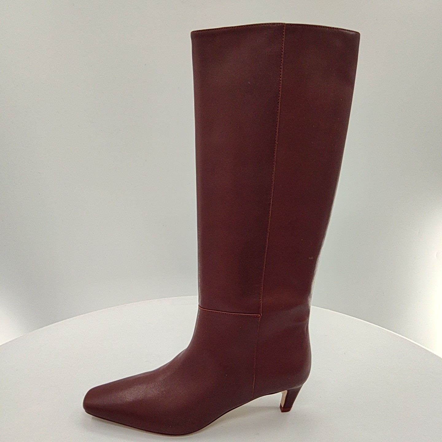 Quince Women Italian Leather Tall Kitten Heel Boots Merlot 8