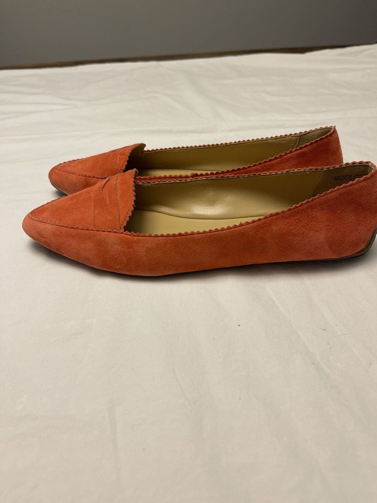 Talbots Francesca Suede Driving Flats Moccasins 7.5 Coral Tangerine