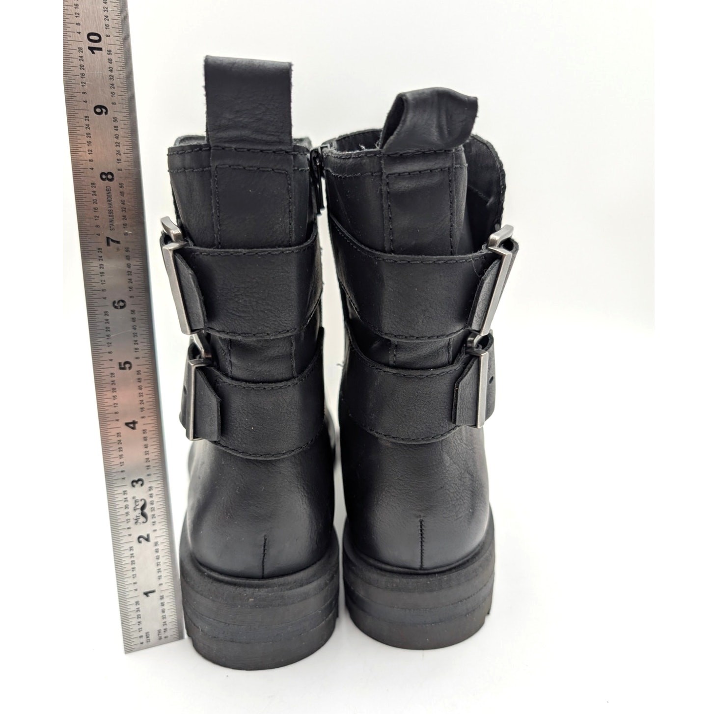 Lucky Brand Candre Double Buckle Lug Sole Boots Women’s Black Size US10M EU41.5