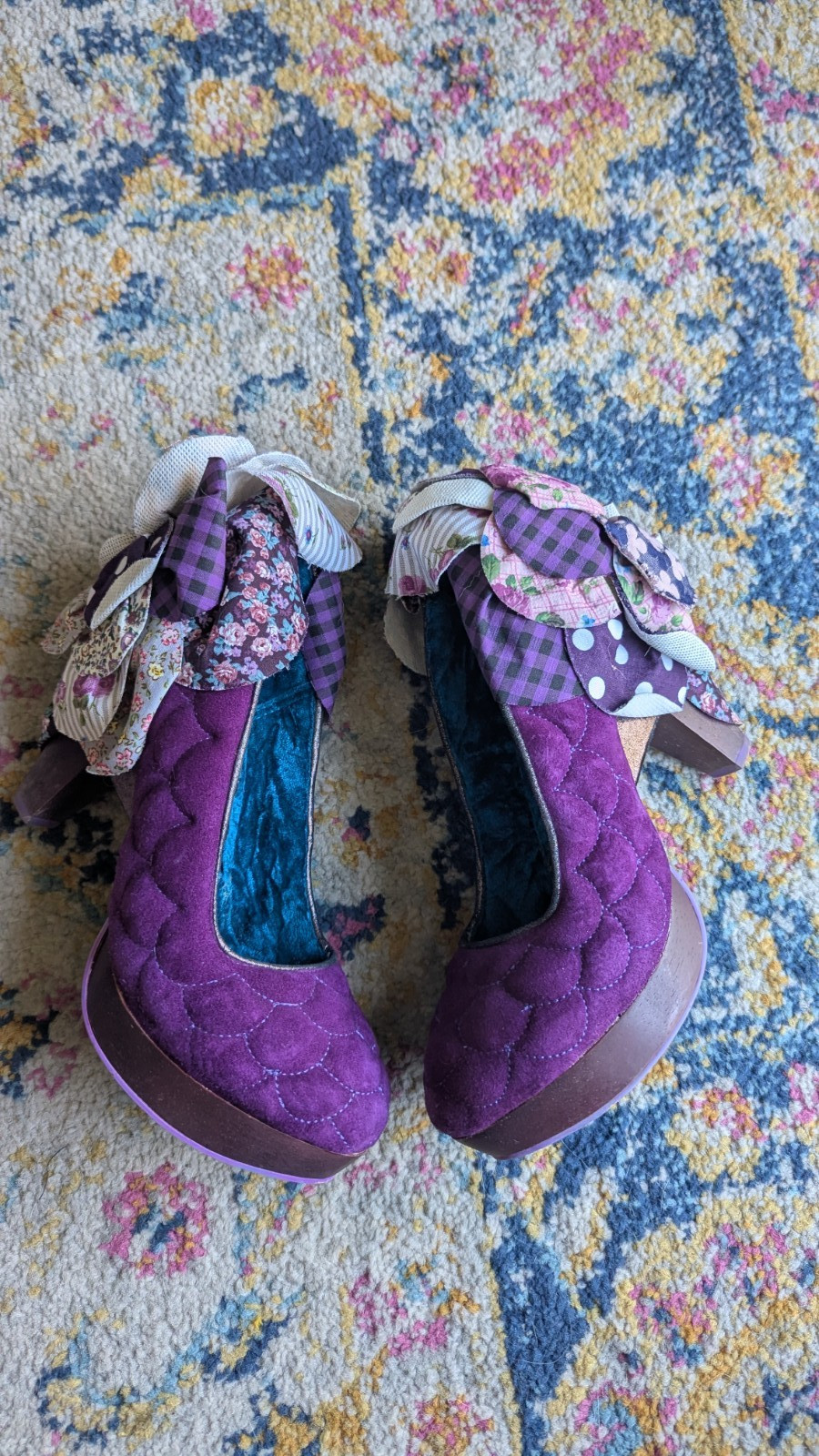 IRREGULAR CHOICE (39 / Size 8) Sweety Bird Platform Heels Petal Purple Suede