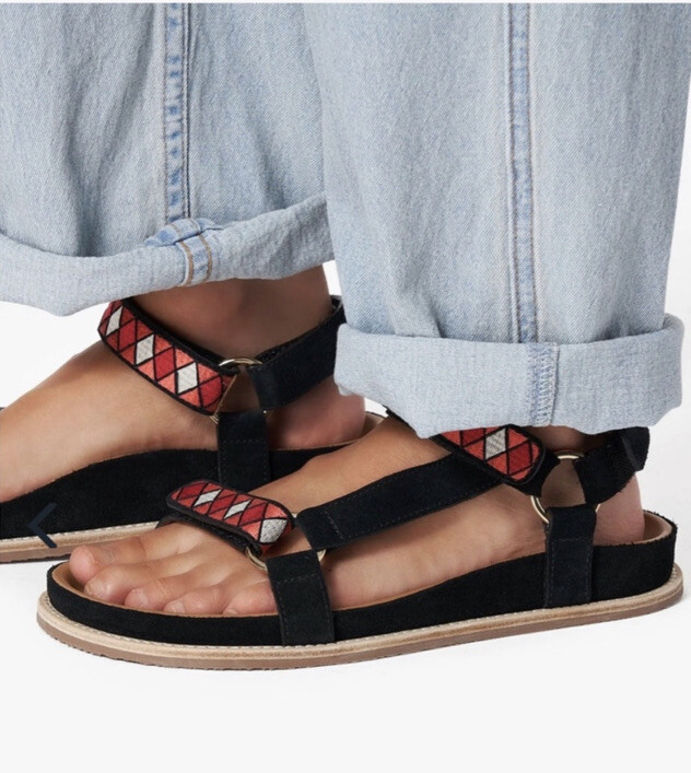 NIB Xirena Anais embroidered suede sandals size 7.5 black NEW $334