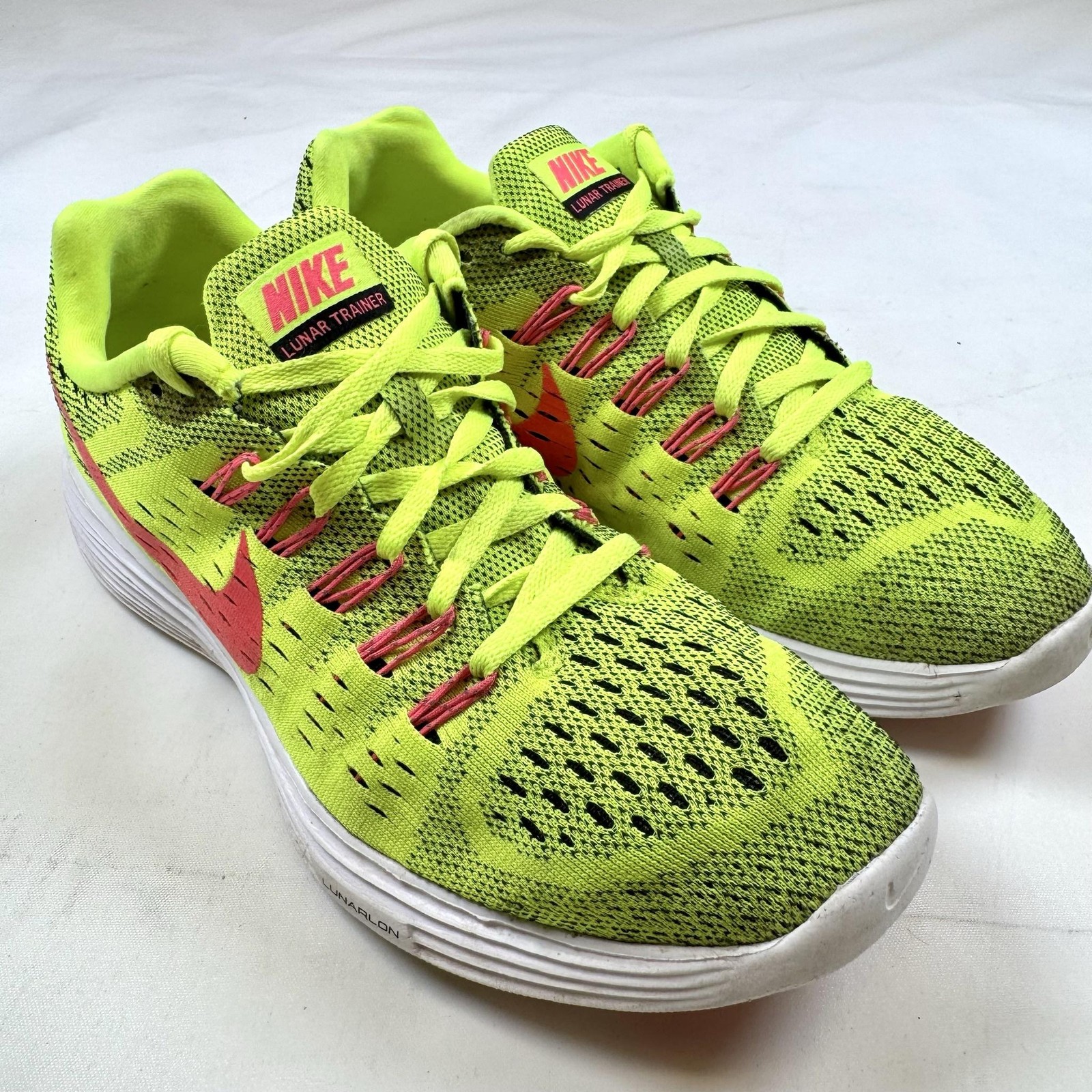 Nike Lunar Trainer Womens 8 Volt Yellow Hyper Pink Running Shoes 705462-700