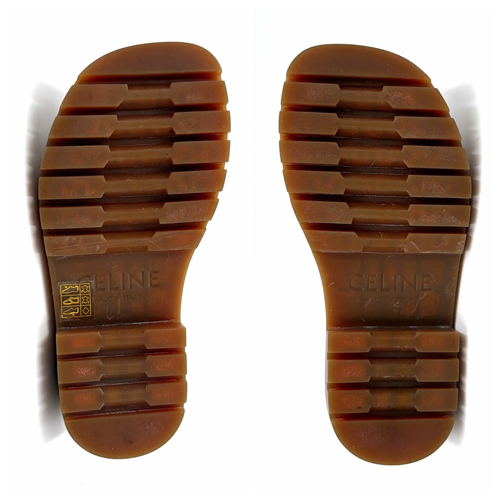 Celine Triomphe Claire Leather Slide Sandals Brown EU 34 Logo Embossed Italy