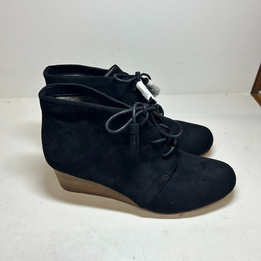 Dr Scholls Womens 8.5 M Black Dakota Lace Up Wedge Ankle Booties NIB GZ5