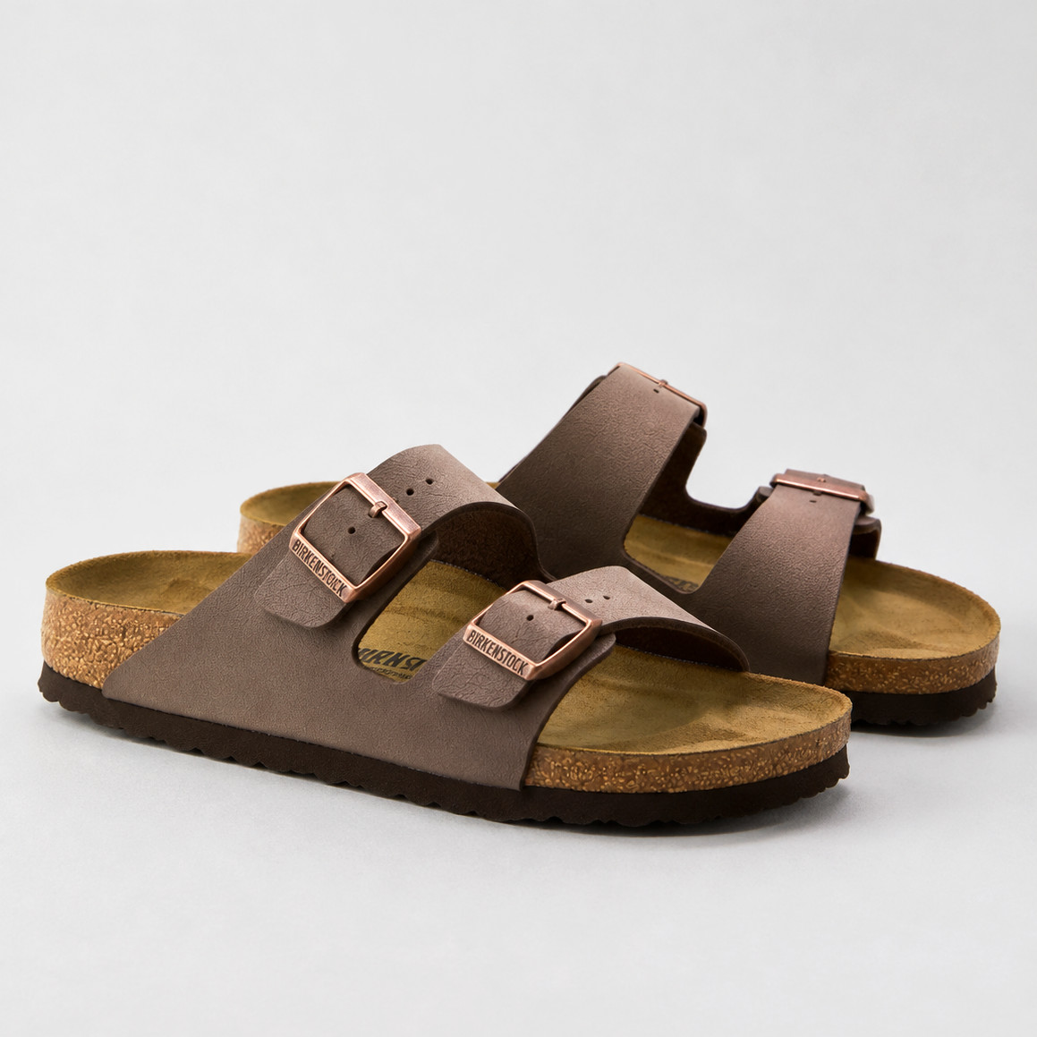 Birkenstock Arizona Mocha Birkibuc Two Strap Comfort Sandals
