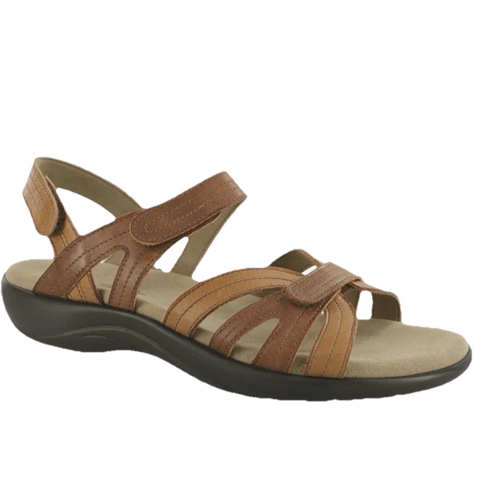 SAS Sandals Women 10 S Pier Heel Strap Sepia Brown Tan 2-Tone Comfort