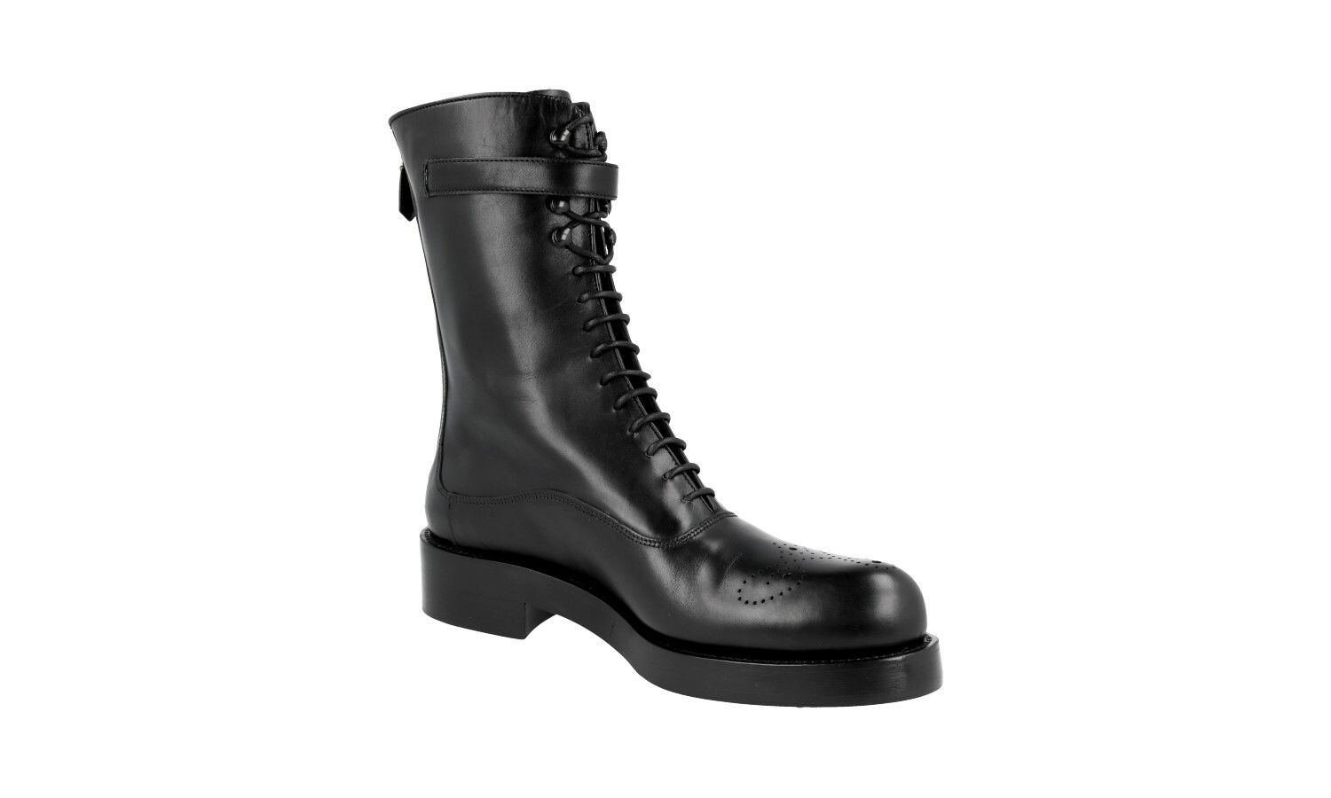 HIGH END PRADA PLATEAU BROGUE HALF-BOOTS 1U053G BLACK NEW US 6.5 EU 36,5 37