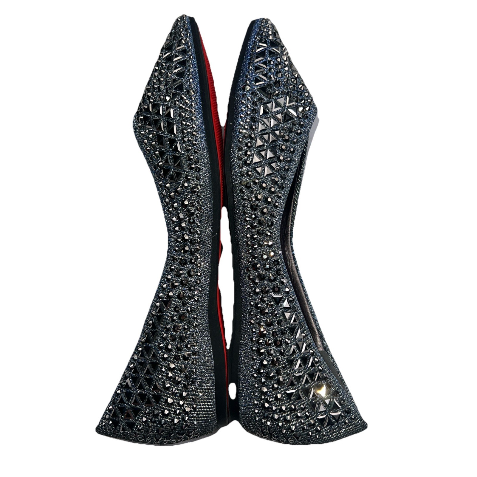 Rivets Flats Pointed Toe Glitter Beading Ballerian Shoes Shallow Mouth Sequined