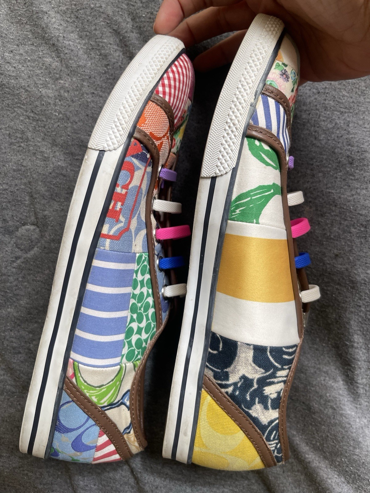Coach Daphney Patchwork Canvas Sneakers Sz 9M Multicolor Pls. Read & See Photos