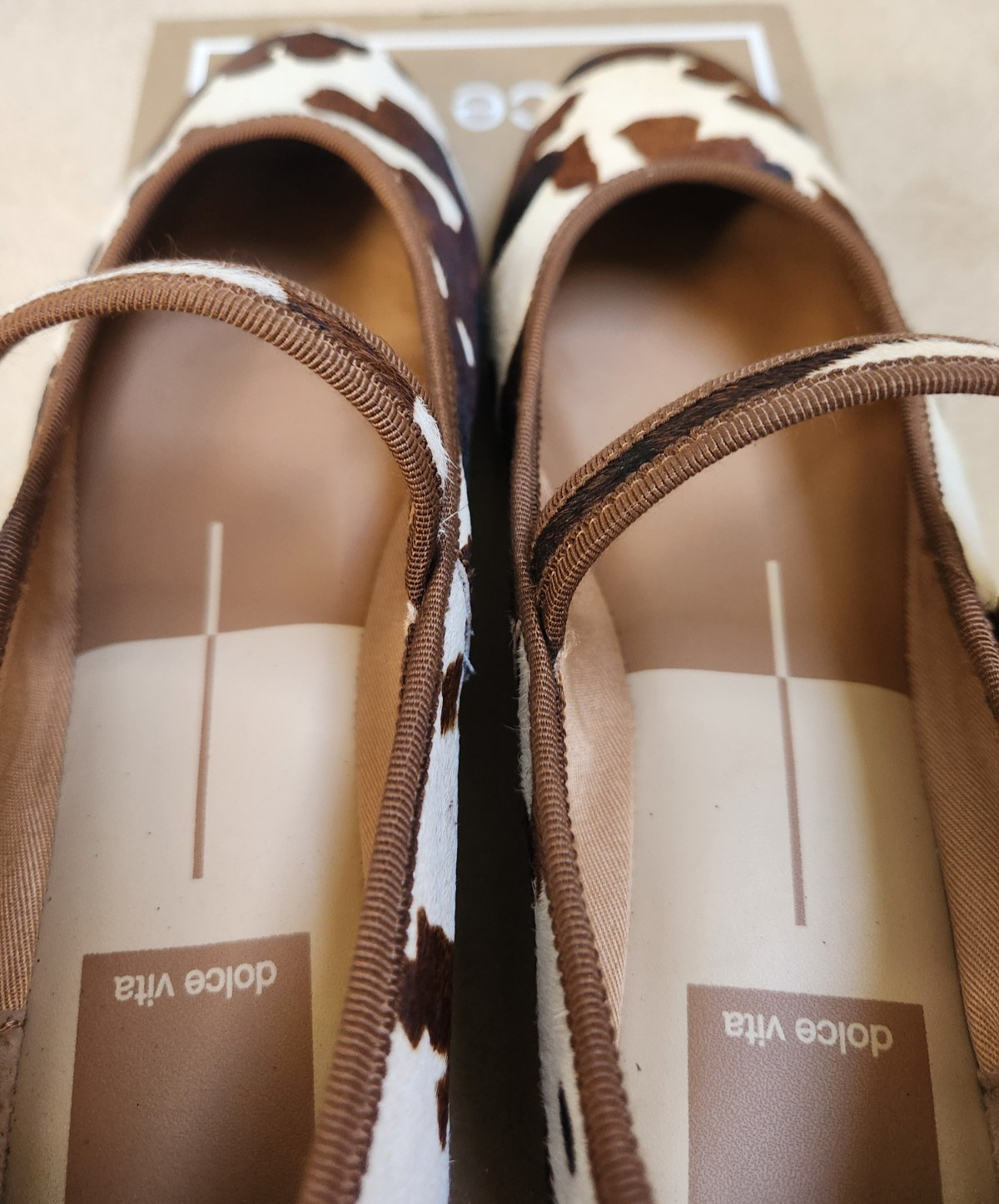 Dolce Vita Roslyn Ballet Flats Cocoa Taurus Calf Hair Real Fur Size 7.5 NIB