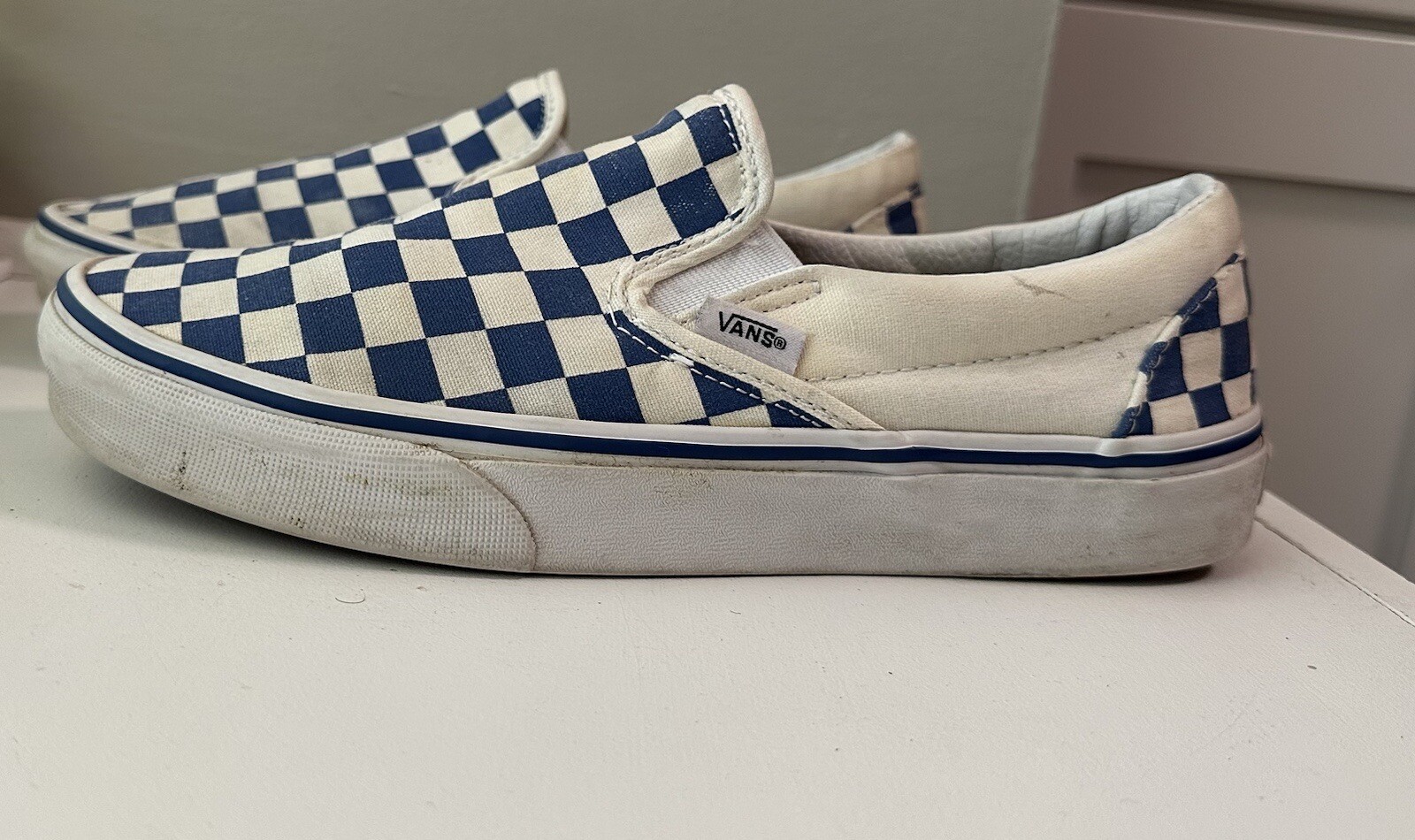 VANS Classic Slip-On Shoe Size Women 8.5 Men 7 Unisex Checkerboard Blue Skate