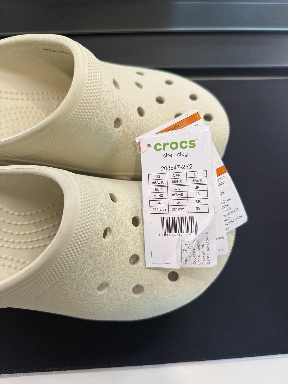 CROCS Siren Clogs Platform Mules Block High Heels Slip-on Bone Ivory EVA Size 10