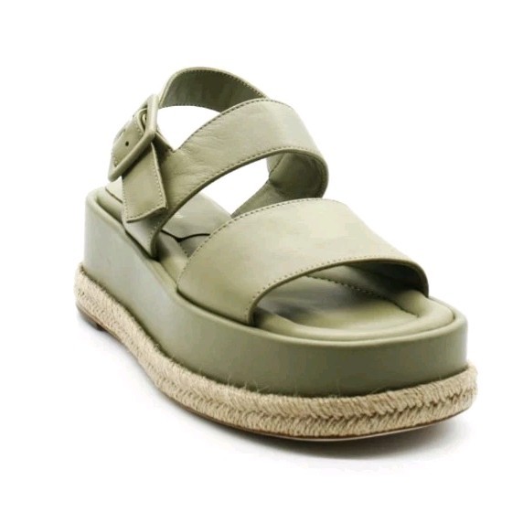 Paloma Barcelo x Anthropologie Adeline Platform Sandal Green Leather Size 8 $595