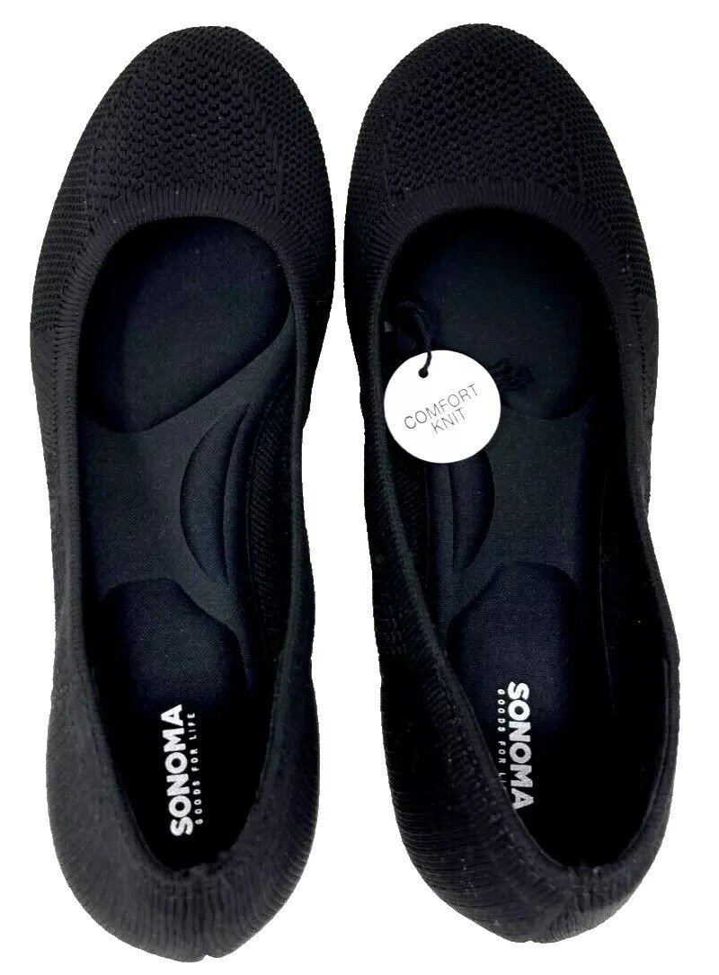 Sonoma Women’s Goods For Life Sesame Slip On Ballet Flats Black Size:9.5 150KO