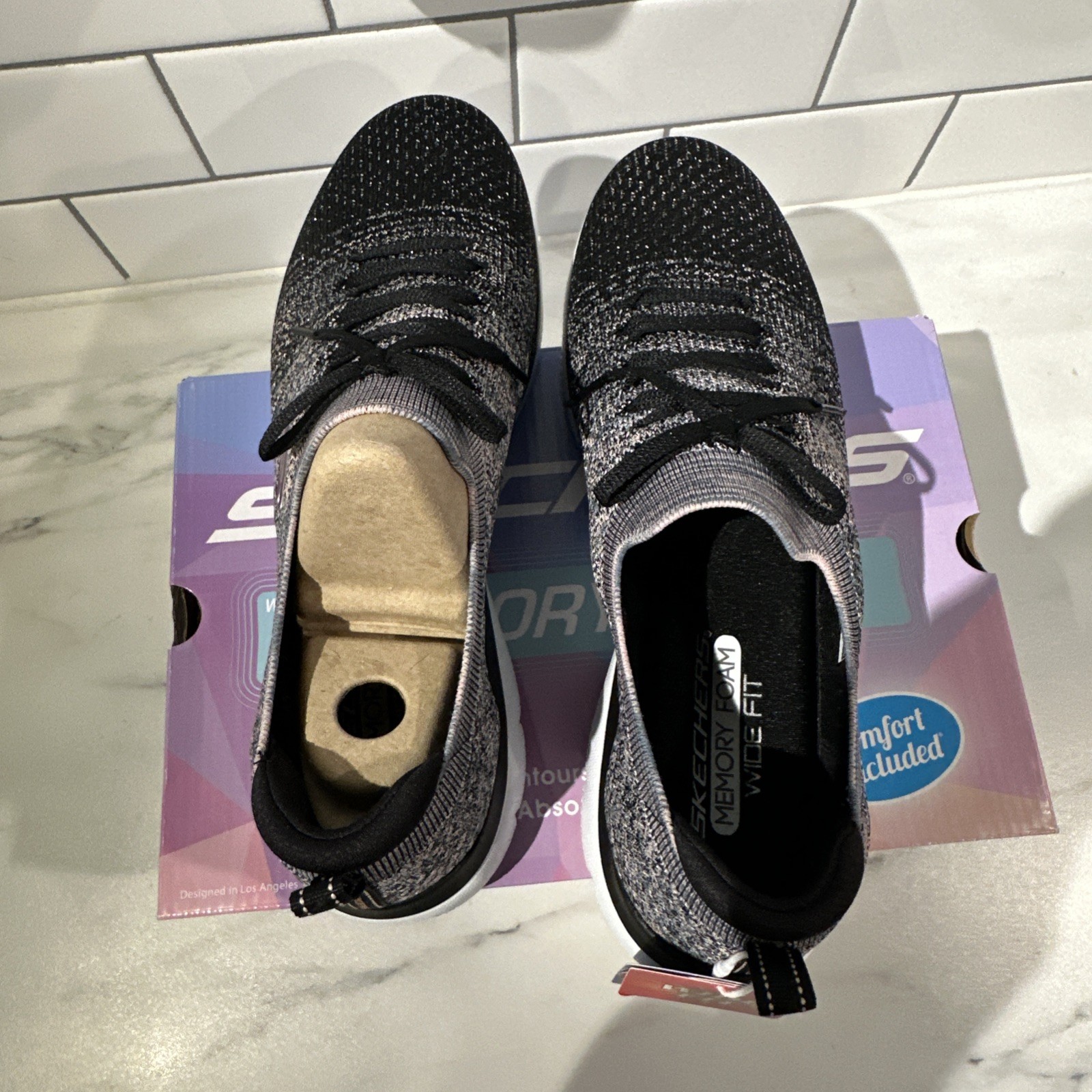 Skechers Womens Summits Sweet Glow Space Fixed Lace Sneakers Size 11 Wide