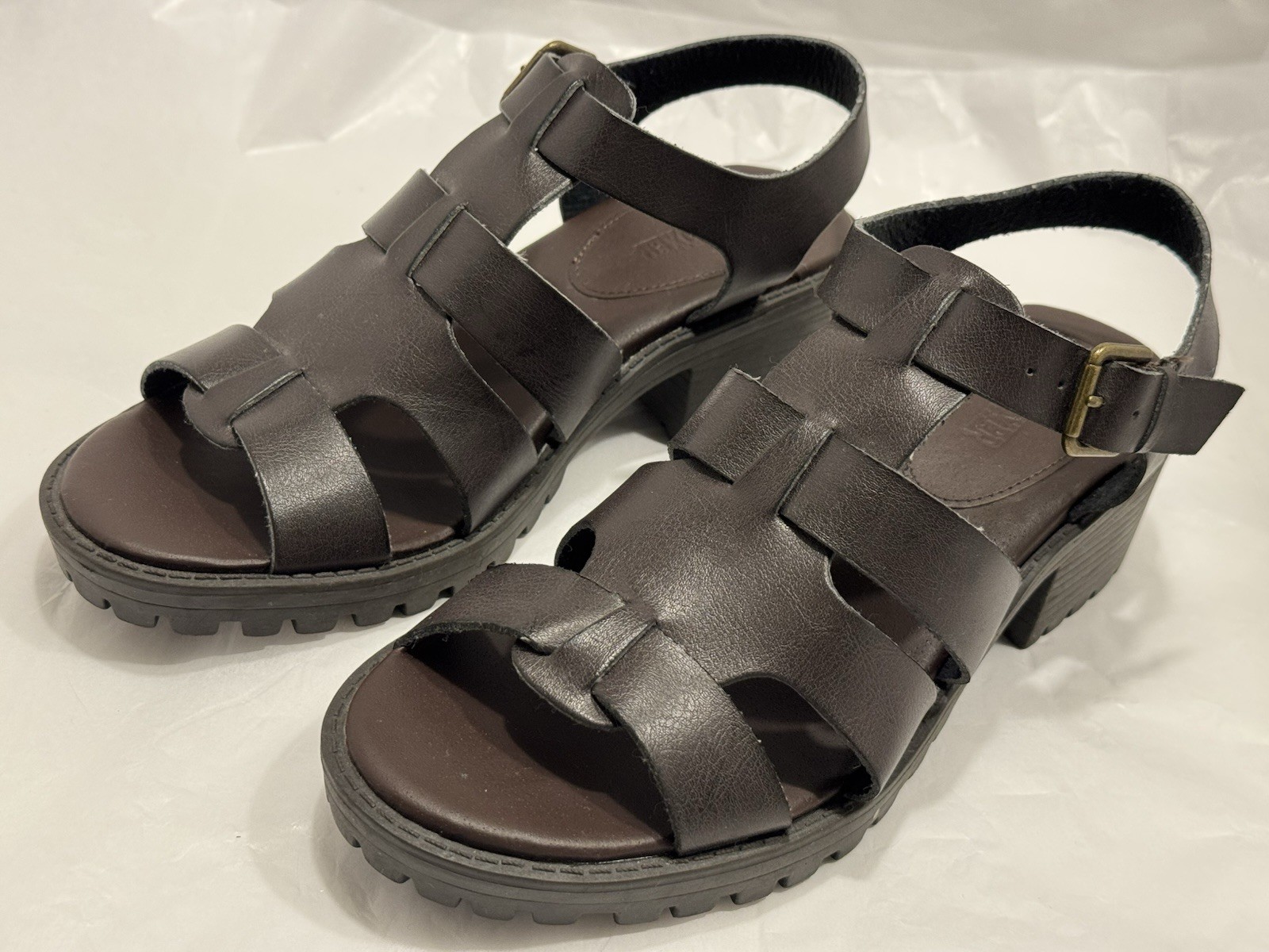 JOE BOXER Ava BROWN Man Made VEGAN Ankle Strapped Gladiator Open Toe Sandals 8M