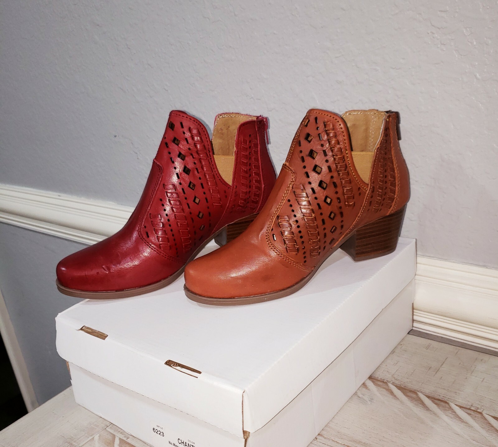 Letaher Womens Booties Brown, Dark Red And Black Available Sizes 5-10