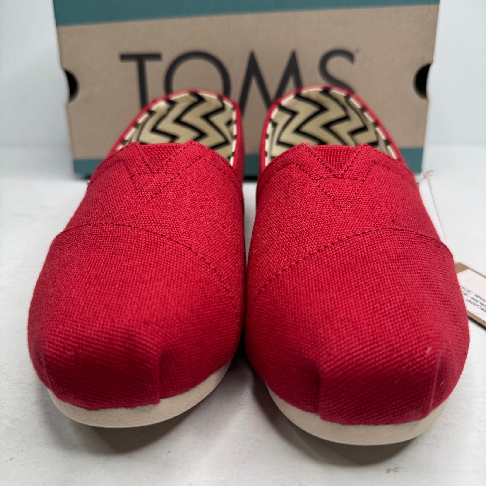 TOMS Alpargata Red Recycled Cotton Canvas Slip On Shoes Womens 6.5 10017743
