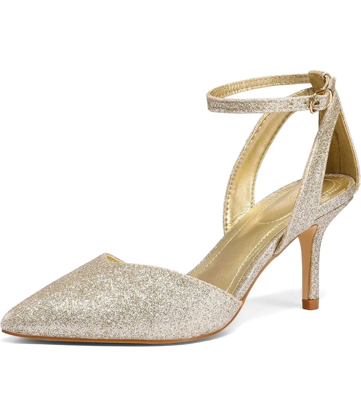 mysoft Women’s Pumps Shoes Pointed Toe Low Heels Stiletto Ankle Strap Closed…