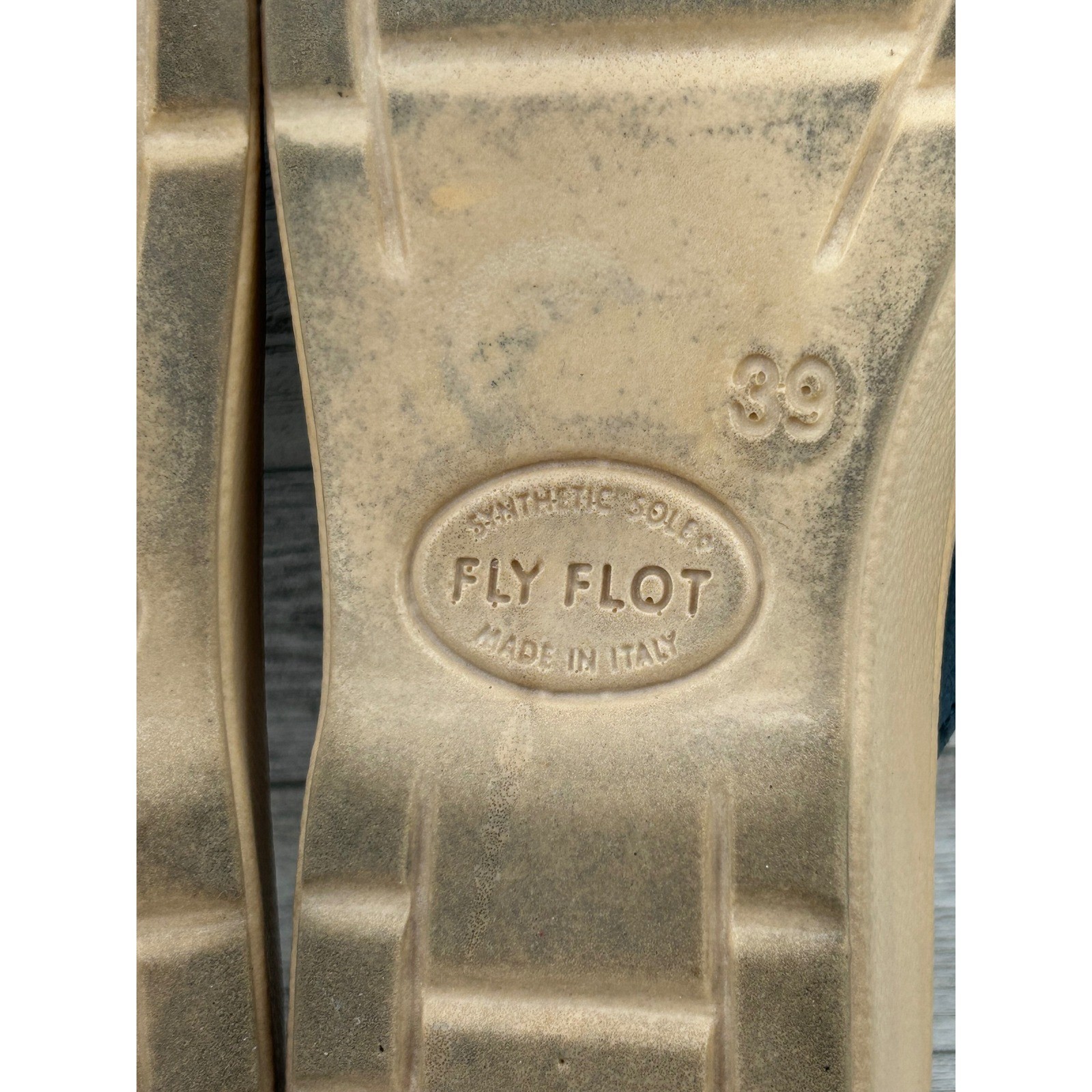 FLY FLOT Women Navy Blue Leather Perforated Slide Sandals Comfort Sz EU 39 US 8