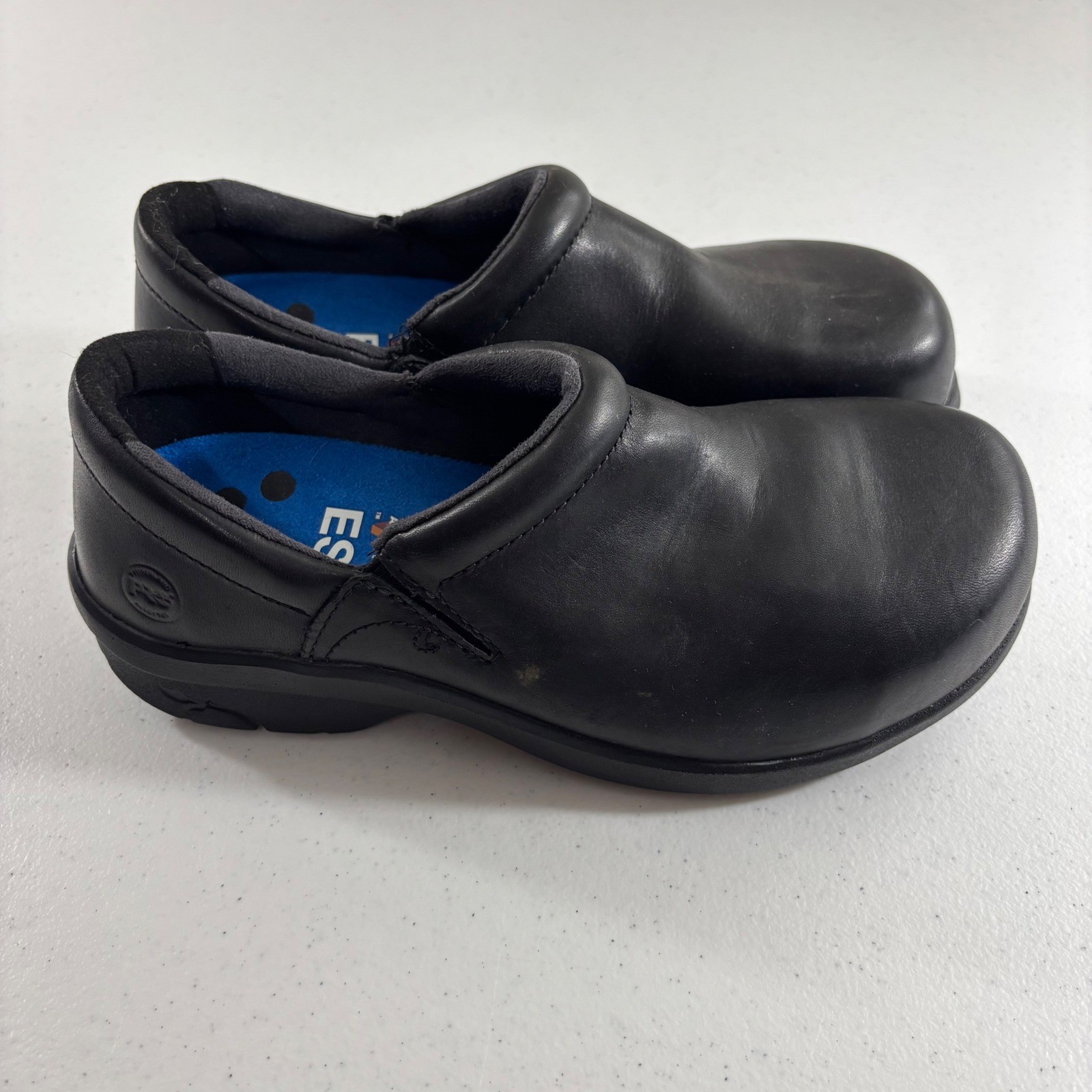 Timberland PRO Renova Professional Black Leather ESD Slip On Clogs Womens 8.5 M