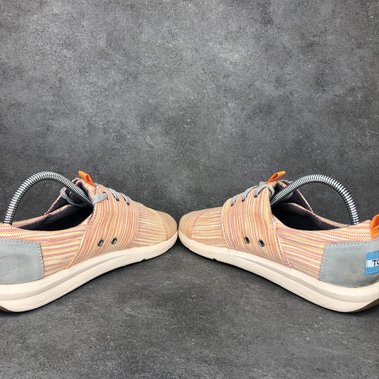 Toms Del Rey Canvas Sneaker Shoes, Orange Stripe, Women’s 9