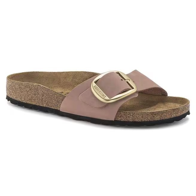 Birkenstock Madrid Big Buckle Nubuck Leather Sandals Women’s Shoes-Old Rose