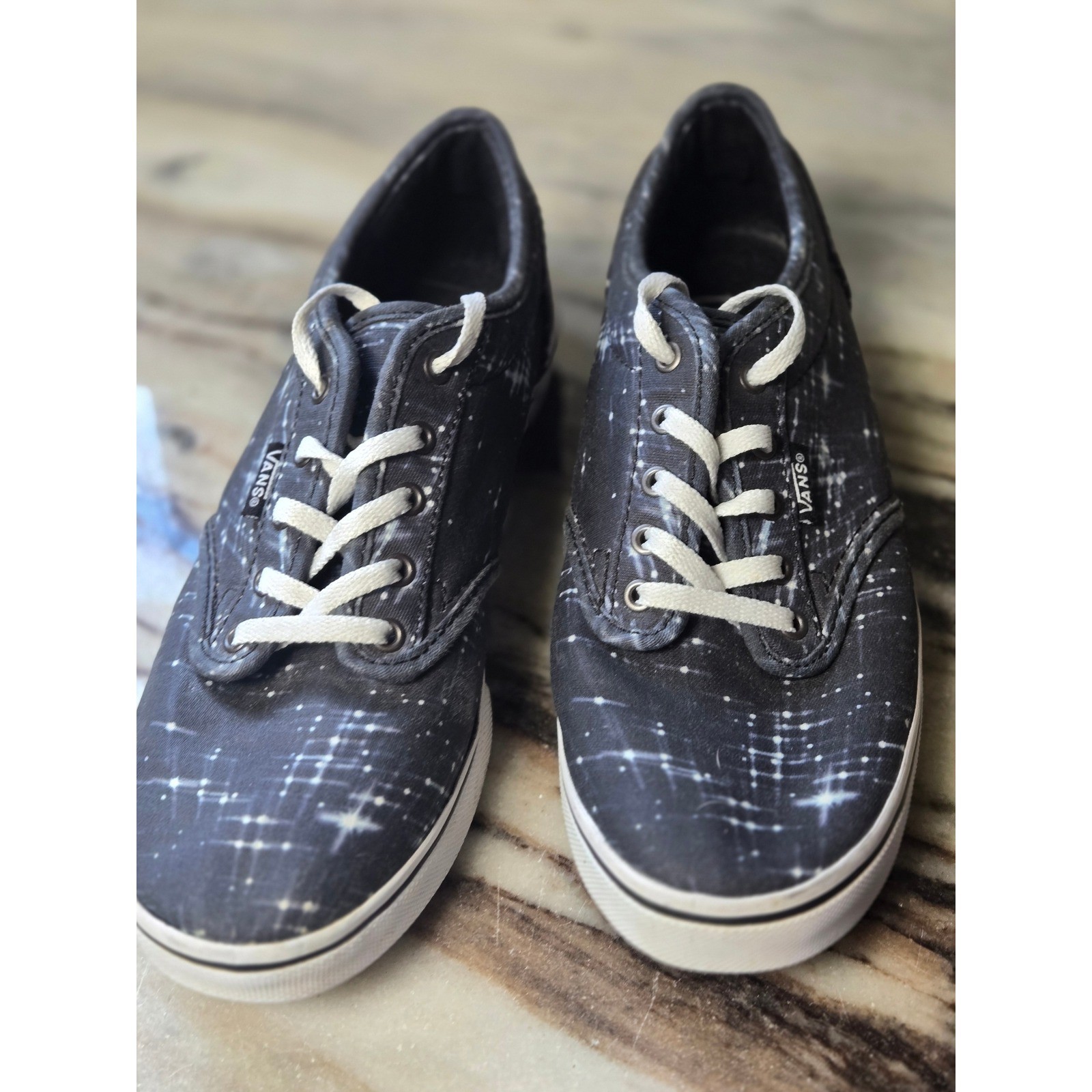 Vans Authentic Galaxy Print Black White Low Top Sneakers W 6.5 Space Celestial