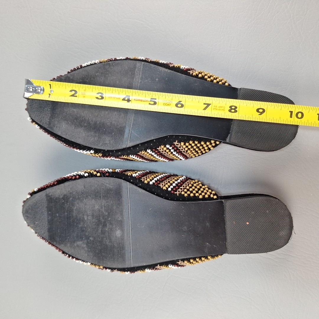 Zarah Juan Mules Slides Flats Shoes Beaded Geometric Philippines Sz 7 Wide 8 Reg