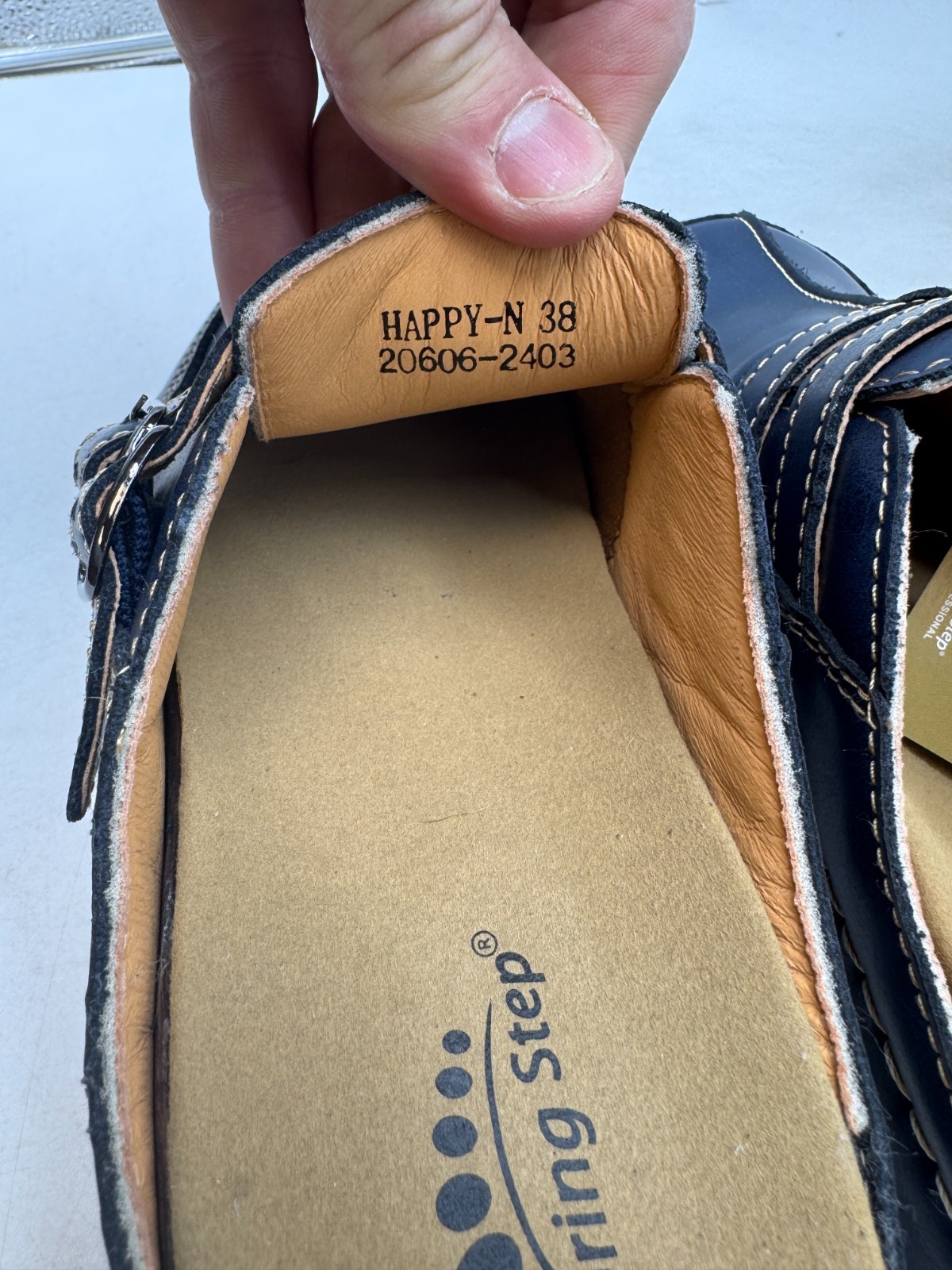 Spring Step Happy Women’s Navy Blue Leather Mule Clog Slip-On – 38 EU (7.5-8 US)