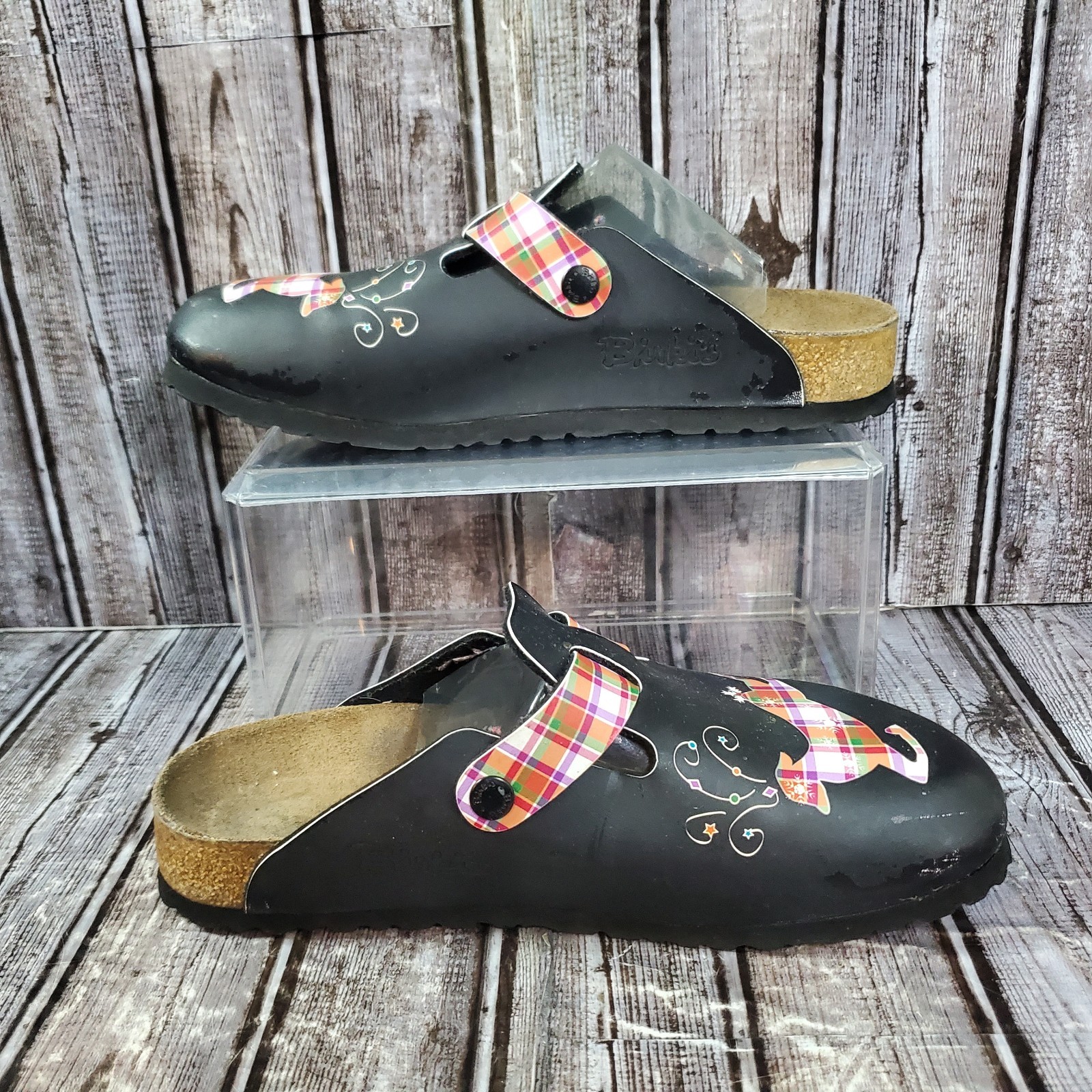 Birkenstock Birki’s Unisex Woodby Black Plaid Reindeer Graphic Clog Size 39 W8