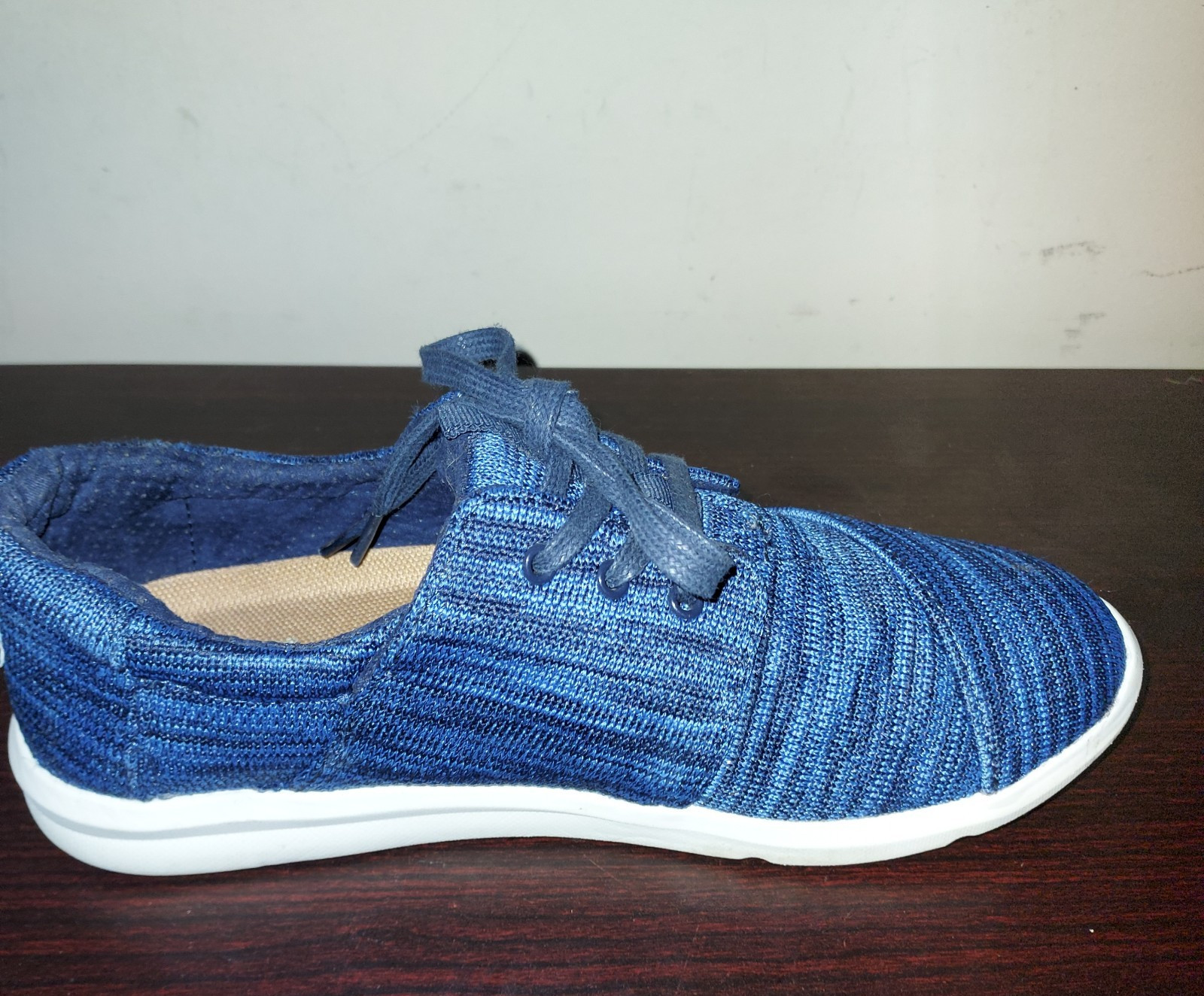 TOMS Women’s Sneakers 7.5M Lace Up Canvas Del Rey Comfort Walking Shoes Blue