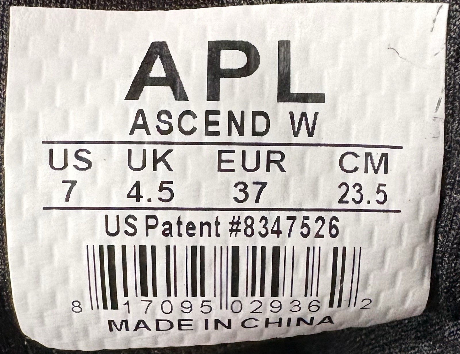 US Women’s 7 – APL Ascend “Black/White” New in Box, ALO Yoga, Running Shoes