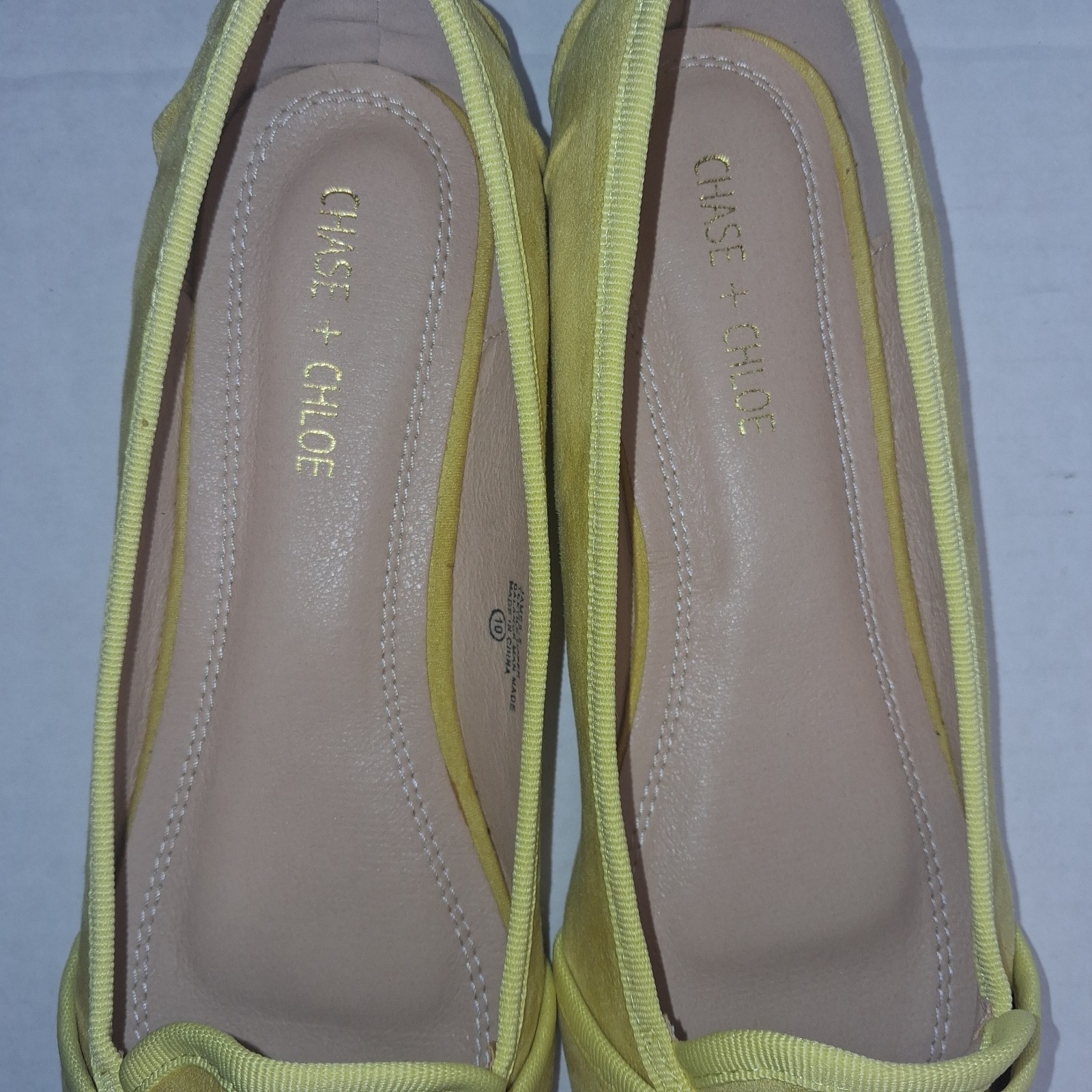 Chase & Chloe Ballet Flats James Yellow Faux Suede Rhinestone Buckle Women 10
