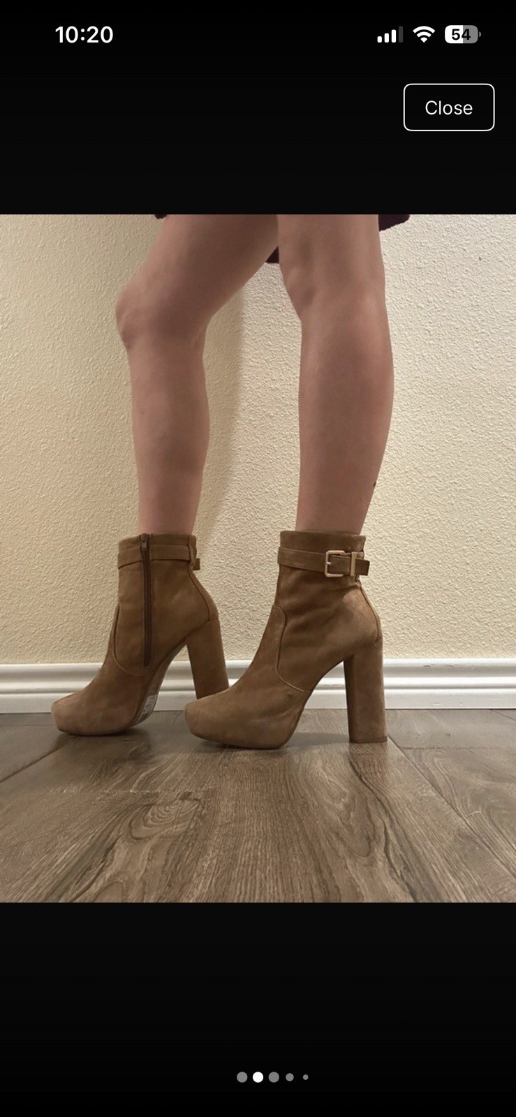 Express Brown Suede Leather Ankle Booties Round Toe Buckle Zip Women’s 10