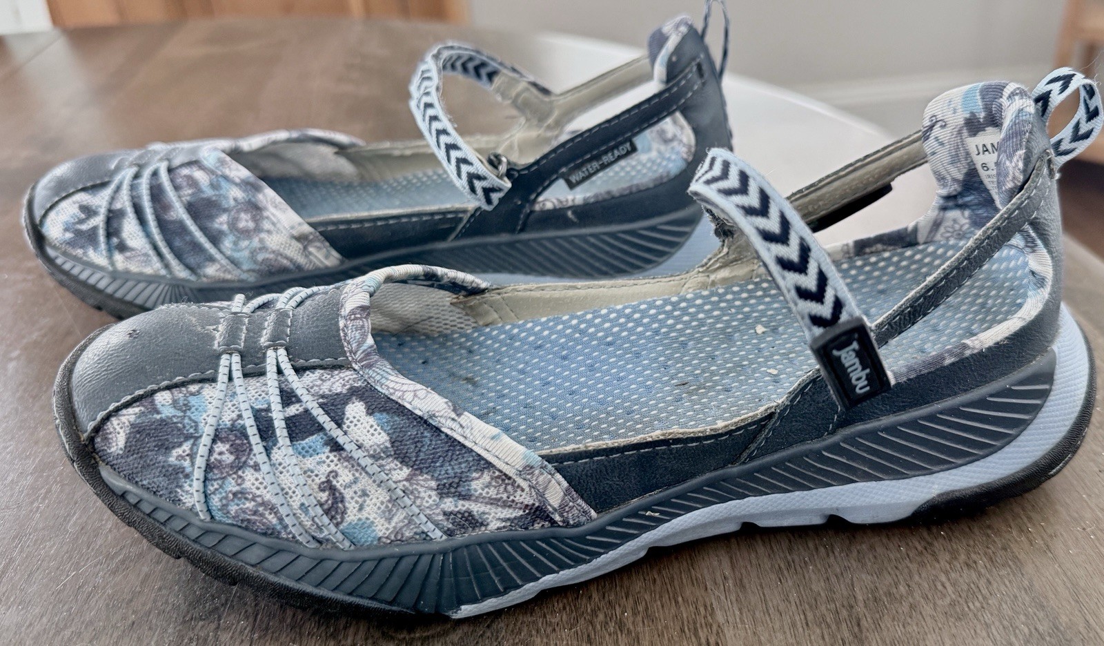 Jambu Iris-Vegan Mary Jane Floral Comfort Shoes Gray Blue Women’s 6.5M