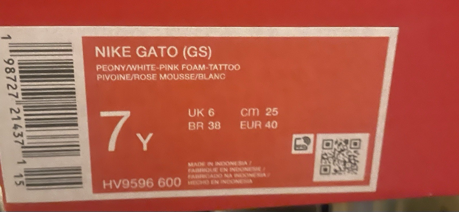 Nike Gato (GS) Pink/White Unisex Kids Synthetic Sneakers US 7Y/9W HV9596-600