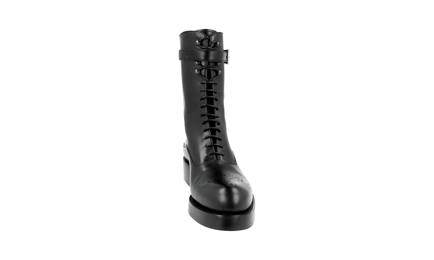 HIGH END PRADA PLATEAU BROGUE HALF-BOOTS 1U053G BLACK NEW US 6.5 EU 36,5 37