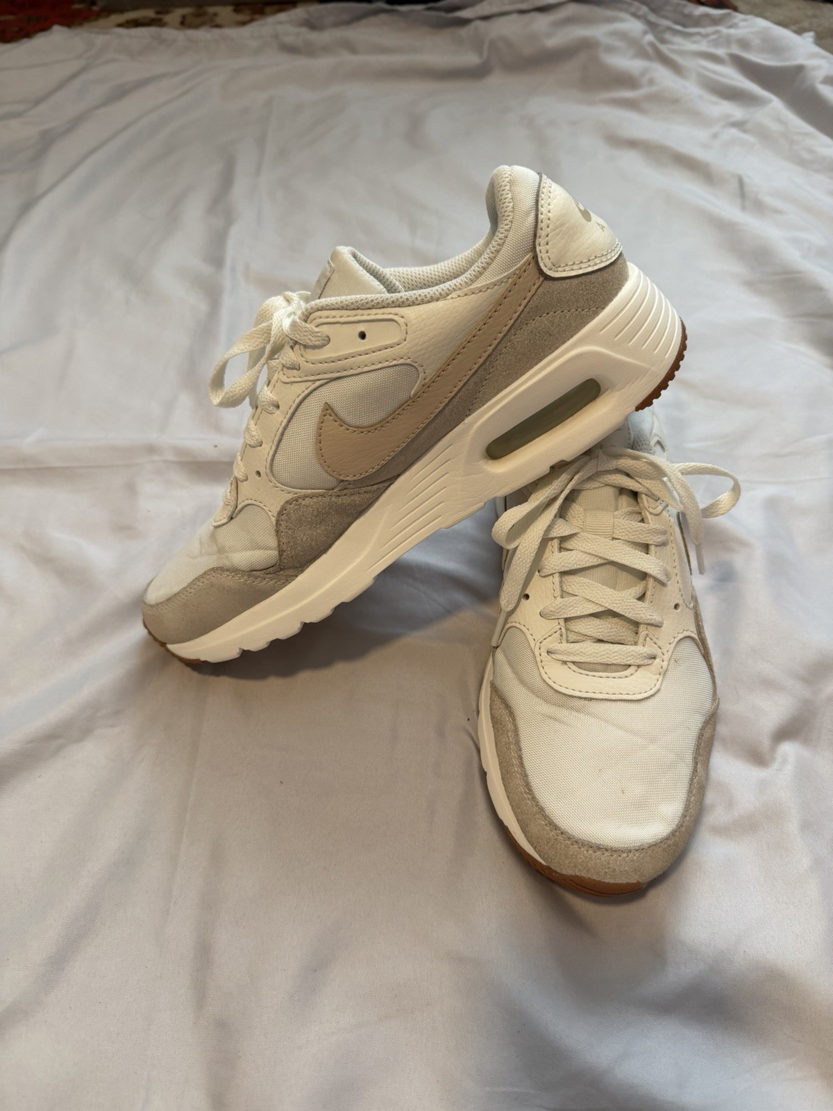 Nike Air Woman’s Low Top Lace-Up Sneakers, White Beige Activewear Casual