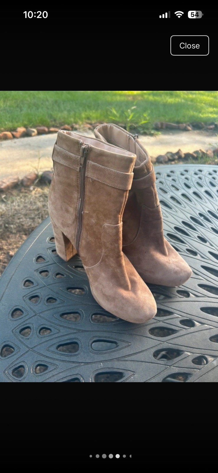 Express Brown Suede Leather Ankle Booties Round Toe Buckle Zip Women’s 10