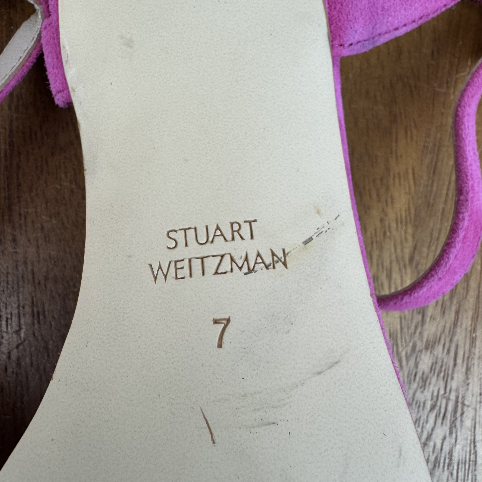 Womens Stuart Weitzman Dancer Twistie 100 Pink Suede Strappy Heel Sandals Size 7