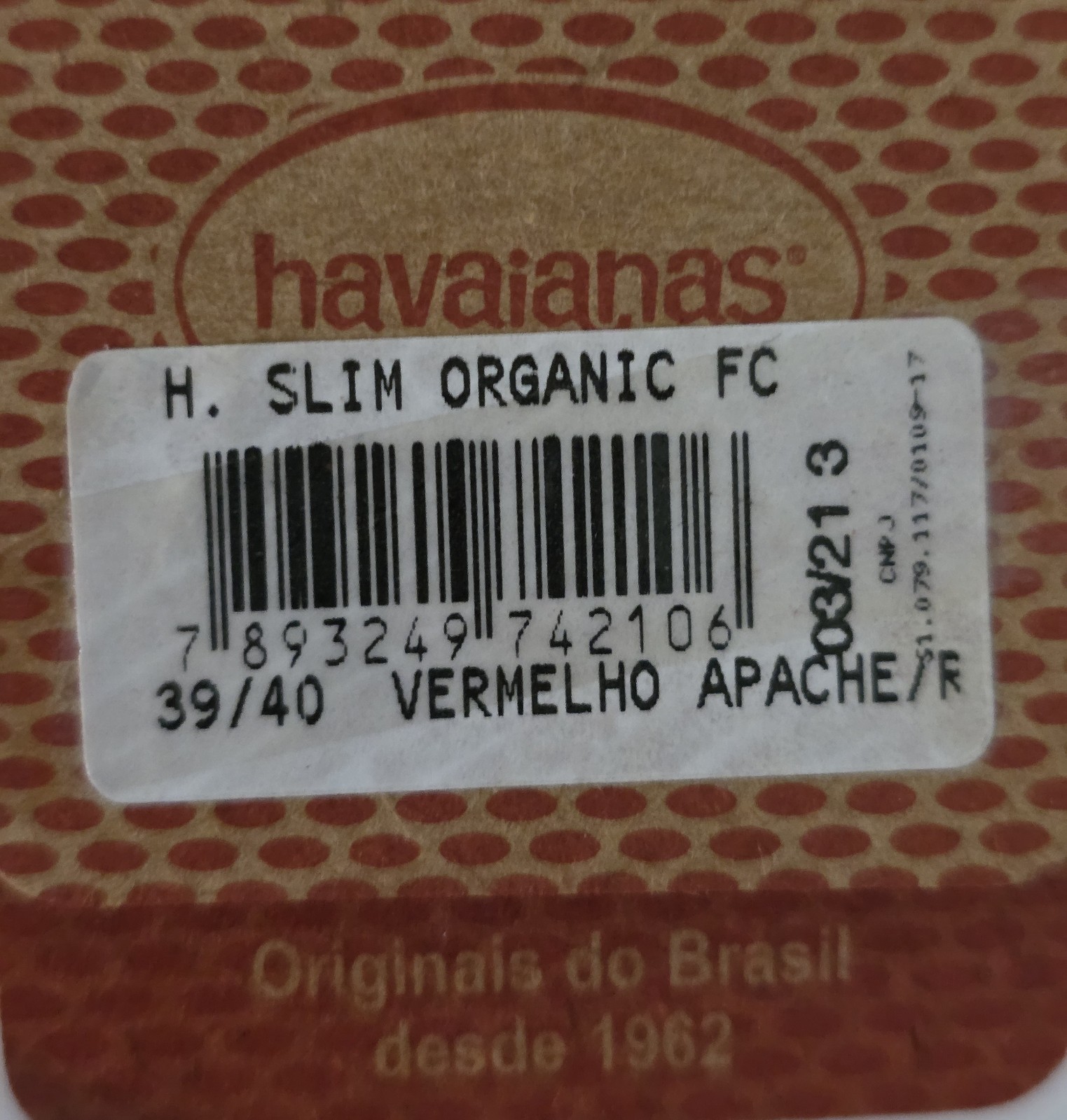 Havaiana’s Slim Organic Vermelho Apache Floral Flip Flops Size:9/10 USA Red Pink